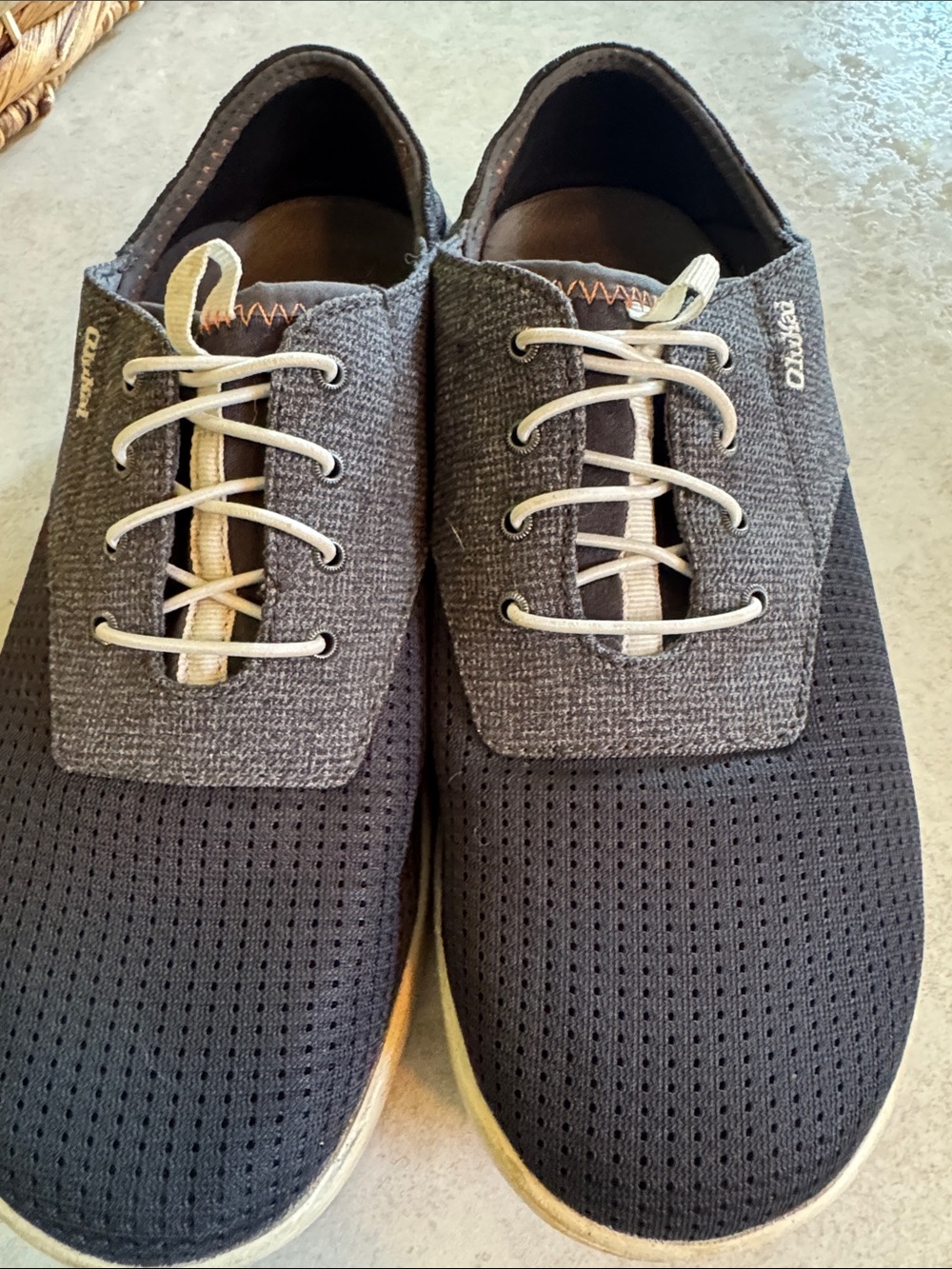 OluKai Men's Navy and Gray Perforated Slip-On Sneakers